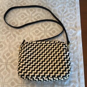 Clare V Midi Sac crossbody bag cream/black woven zig-zag pattern never used